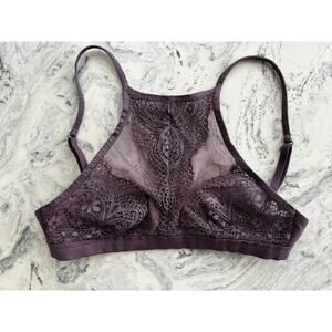 Victoria’s Secret Bralette Size XS purple Lace High Neck Bra Top halter dress